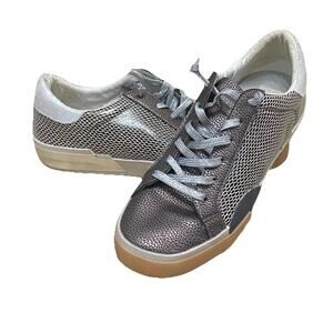 Dolce Vita Metallic Silver Mesh Lace-Up Sneakers